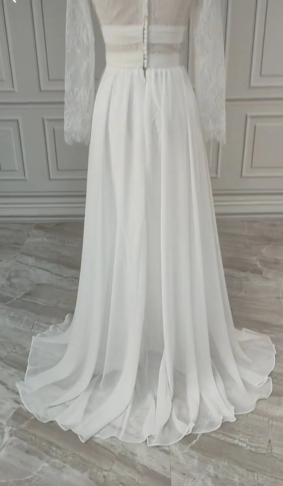 Betthany Chiffon Eyelash Lace Wedding Gown All Sizes