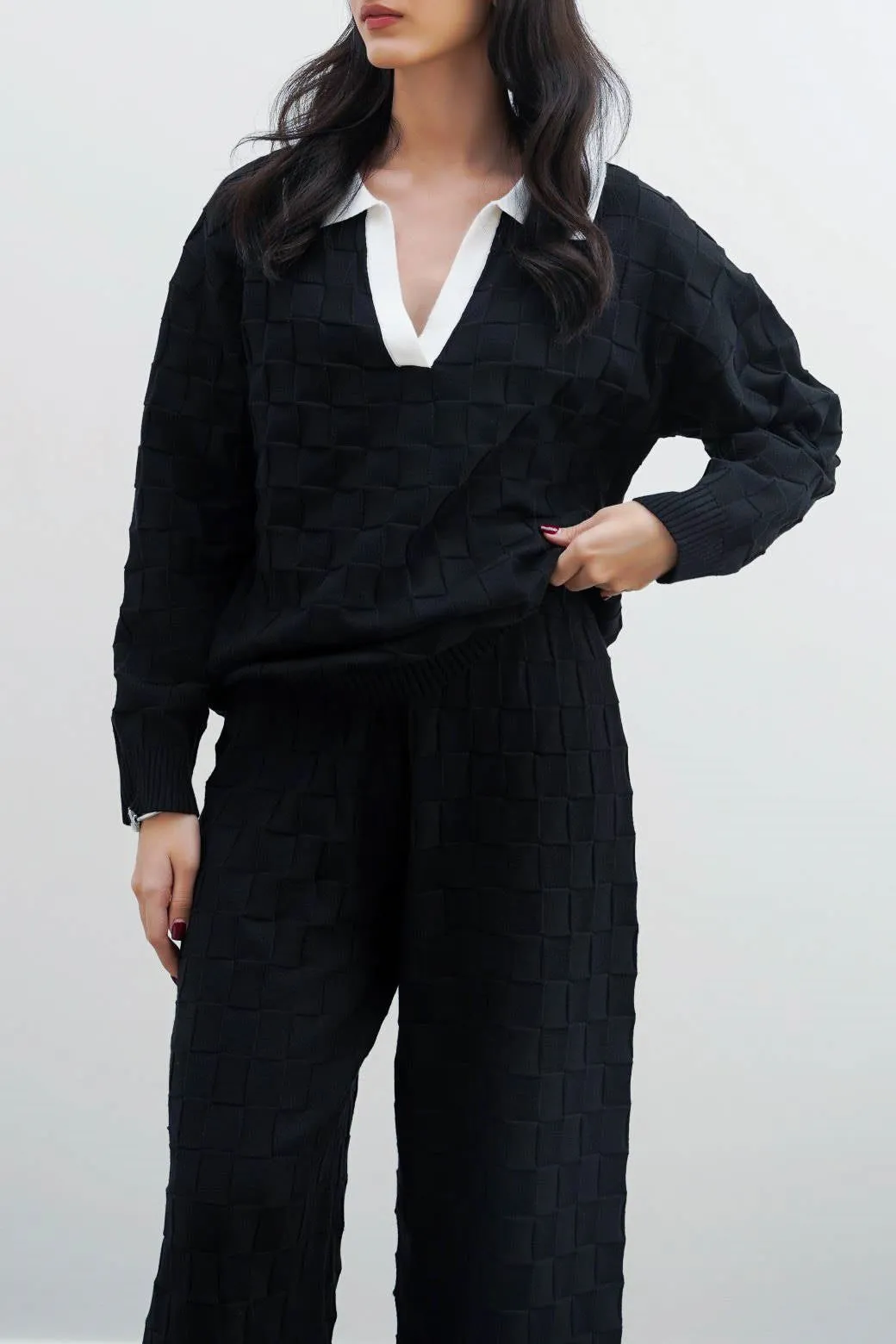 CHECKERED KNIT POLO