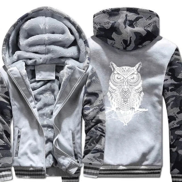 Men Clothing winter top Camouflage sleeve coats animal Printed Plus Size Brand sweatshirts 2019 Fashion Men's wool liner jackets