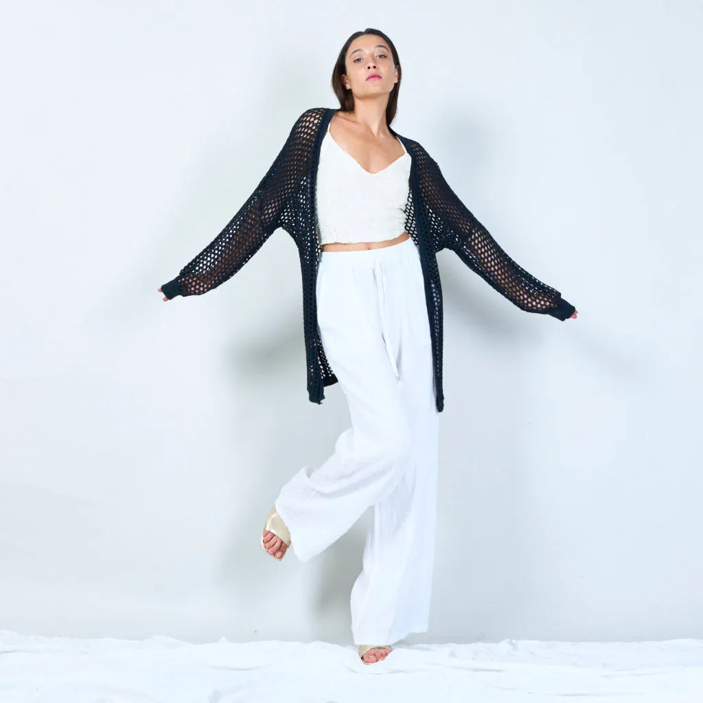 Open-knit long cardigan wholesale