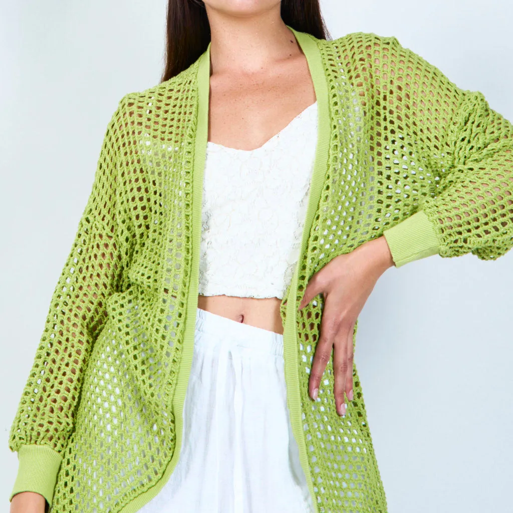 Open-knit long cardigan wholesale