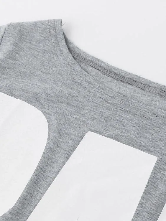 Wholesale Grey Round Neck Long Sleeve Casual Dresses