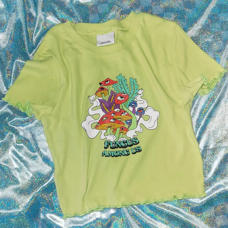 Y2K Aesthetic Crop Top Fungus Among Us